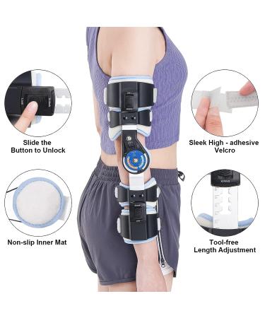 RISURRY Hinged Elbow Brace with Shoulder Sling | Adjustable Post OP Stabilizer Splint for Arm Injury Recovery - Right Arm - Buy Online on GoSupps.com