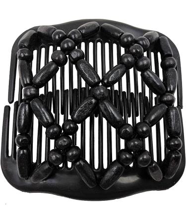 Beads Hair Combs - Double Row Wooden Bead Stretchy Hair Clip for Girls and Women - Buy Online on GoSupps.com