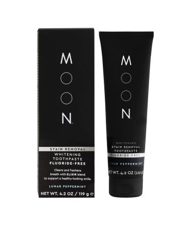 MOON Stain Removal Whitening Toothpaste  Fluoride-Free  Lunar Peppermint Flavor for Fresh Breath  for Adults 4.2 oz 4.2 Ounce (Pack of 1)