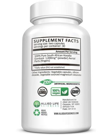 Allied Life Hoodia Gordonii Vegan Appetite Suppressant - 60 Capsules - Buy Online on GoSupps.com