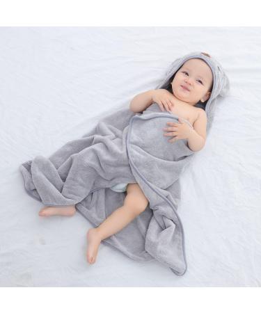 Hilmocho Baby Bath Towel with Hood | Ultra Soft Coral Velvet | 110x68CM Grey - Buy Online on GoSupps.com