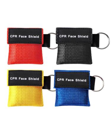 First aid ventilation mask 4 pieces of ventilation mask key rings ventilation bag set ventilation cloth with check valve breathing barriers CPR pocket mask for easy use adults and children - Buy Online on GoSupps.com