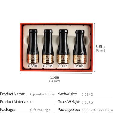 CIGARLOONG Cigar Mouthpiece Set Smoker Pipe Set for Men and Women Short Holder Cigar Nozzle Holder Pure Copper Resin 4 Sizes(42-57 Ring)(Color:Black) - Buy Online on GoSupps.com