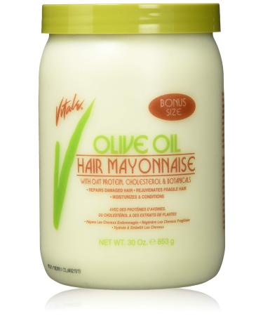 Vitale Olive Oil Hair Mayonnaise 30oz with Oat & Egg Protein and Vitamins - Good on Color & Thermal Treated Hair - for Dry & Damaged Scalp Men  Women & Kids -Moisturize and Condition