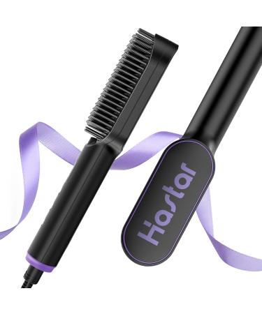 Hair Straightener Brush - Hastar Enhanced Negative Ion Hair Straightener Brush for Women, Hair Straightening Brush with 6 Temperature Mode, 30s Fast Heating LED Hot Comb (Purple)