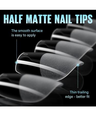 Tomicca Mandel Ultra Short Nail Tips - 192 Pieces Gel Full Cover Pre-Shaped Half-Matt Tips for Geln gel & Acrylic Nails - 12 Sizes - Buy Online on GoSupps.com
