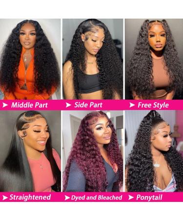 Blomas Deep Wave 28 Inch Human Hair Lace Front Wig for Black Women - 180% Density, Pre-Plucked with Baby Hair, Transparent Lace Frontal - Curly Hair Wig - Buy Online on GoSupps.com