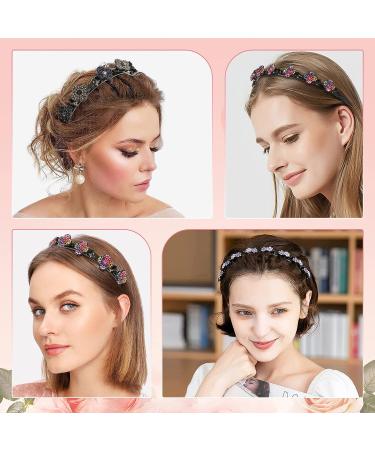 Sparkling Crystal Stone Hair Clips Double Bangs Hairstyle Headband Set for Women - Rhinestone Twist Plait Hair Accessories - Buy Online on GoSupps.com