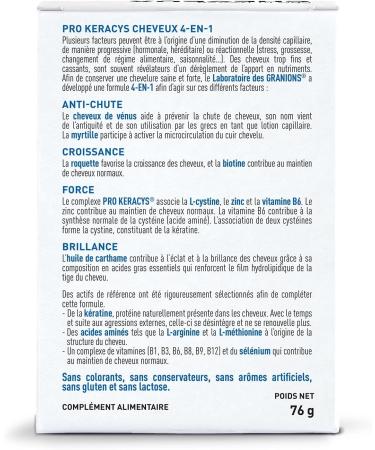 GRANIONS Pro Keracys 4-in-1 Anti-Hair Loss + Strength + Growth + Shine 3 Months Size: 2 x 90 Capsules + 90 Capsules Free Made in France - Buy Online on GoSupps.com
