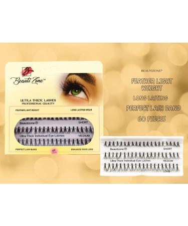 Ultra Thick Individual Eyelash Cluster Eyelashes False Lashes Knotted Lash Extensions Mix Tray Short 8MM - Medium 10MM - Long 12MM 60 Points Beautizone - Buy Online on GoSupps.com