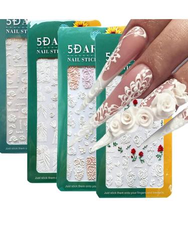 Nail Stickers for Nail Art  Cute 3D Self-Adhesive Nail Decals DIY Nail Art Supplies for Nail Decorations Designer  French Nail Tattoos for Women Girls Kids  Luxury Pegatinas Para U as with Flowers Leaves Animals Plants F...