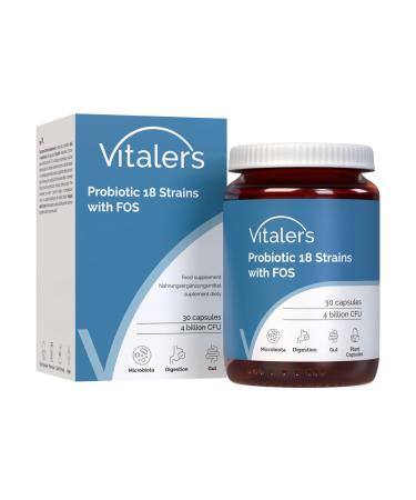 Vitaler's Probiotic 18 Strains with FOS 30 Capsules - Vegan Pure Formula No Fillers Digestive Support