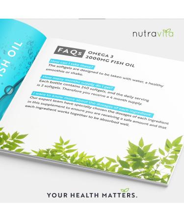 Nutravita Omega 3 Fish Oil 2000mg | High EPA & DHA | 240 Softgels | Sustainably Sourced | Made in UK - Buy Online on GoSupps.com