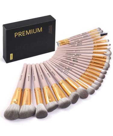 MAANGE Makeup Brush Set 25Pcs Professional Make up Brushes Travel Foundation Blush Angle Eyeliner Blending Concealers Eyeshadow Brush Premium Synthetic Make up Brushes Set with Gift Box Pink