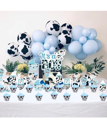 Cow Baby Shower Decorations for Boy - 25pcs Holy Cow Its a Boy Cake Topper and Cupcake Toppers Blue Cow Print Baby Shower Cake Decorations for Farm Animal Barnyard Baby Shower Party Supplies - Buy Online on GoSupps.com