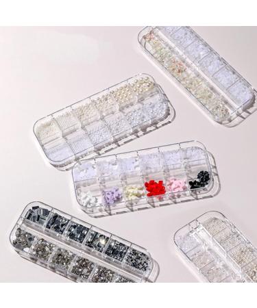 Different Sizes DIY Portable Nail Rhinestones Decoration with Storage Box Pure White Pearl Shape for Weddings Parties Daily - Buy Online on GoSupps.com