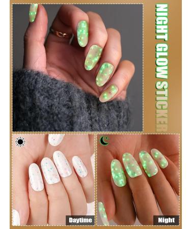Kalolary 20PCS Luminous Glitter Gel Nail Polish Strips - Glow in The Dark Adhesive Nail Art Sticker Set - Waterproof Full Wrap Gel Nail Wrap Stickers - with Nail File and Stick - Pure White - Buy Online on GoSupps.com