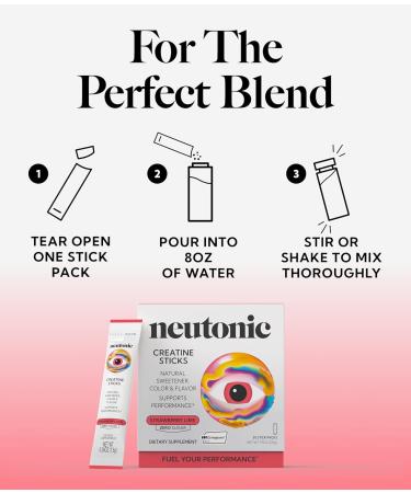 Neutonic Creatine Monohydrate | Strawberry Lime Flavored | Premium Micronized Creapure Creatine Powder | Supports Strength and Power | Zero Sugar Vegan | Convenient Single-Serve Packets | 30 Sticks - Buy Online on GoSupps.com