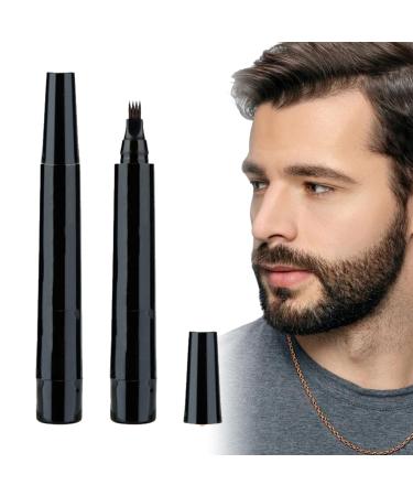 Beard Pen 2Pcs Beard Pencil Filler for Men Mustache Shaping and Enhancing Waterproof Sweatproof Beard Filler for Define Sharpen Hair Beard Eyebrow (2PCS Black)