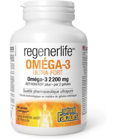 Natural Factors Regenerlife Omega-3 Ultra Strength 90 Enteripure Softgels High-potency Omega-3 with EPA DHA and DPA for Cardio and Cognitive Support - Buy Online on GoSupps.com
