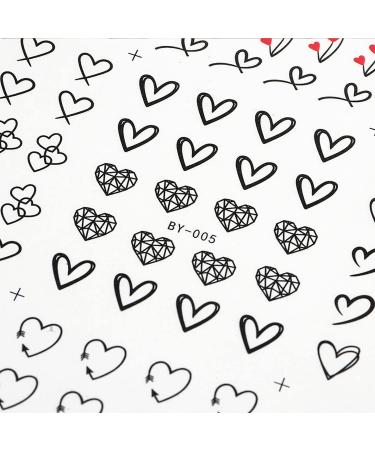 Valentines Day Nail Art Stickers - 36pcs 3D Self-Adhesive Heart Cartoon Decals for Cute Romantic Nail Designs - Red & Black Valentines Nail Supplies - Buy Online on GoSupps.com