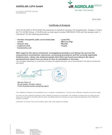 Hepatica LCarnosin 500 mg 60 vegan capsules laboratory tested dietary supplements - Buy Online on GoSupps.com