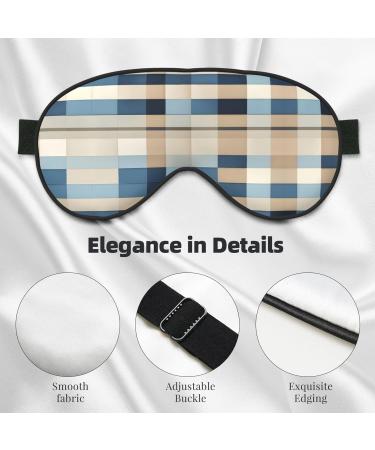 SSIMOO Double-Sided Eye Mask - Blue Beige Square Pattern | Soft Lightweight & Light Blocking for Better Sleep Quality - Buy Online on GoSupps.com
