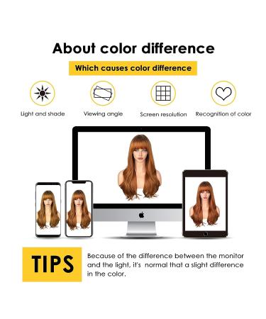 ENTRANCED STYLES 26 Inch Auburn Wig with Bangs | Long Layered Natural Hair Wig for Women | Dark Roots Copper Red Ombre | Heat Resistant Synthetic | Daily Use Redhead Wig - Buy Online on GoSupps.com