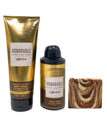 Bath & Body Works The Men's Shop Honorable Body Cream and Body Spray Duo Set with a Clay Baby Bar Soap - Full Size