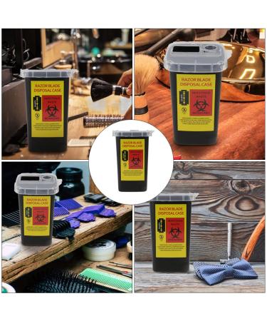 Lurrose Razor Disposal Container - 2 Pack Blades Dispenser for Home & Professional Use | Barber Shop Storage Case - Black - Buy Online on GoSupps.com