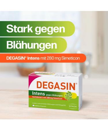 Degasin Intensive - 280 mg Simeticon Soft Capsules for Flatulence Relief & Gastrointestinal Health - 32 Count - Buy Online on GoSupps.com