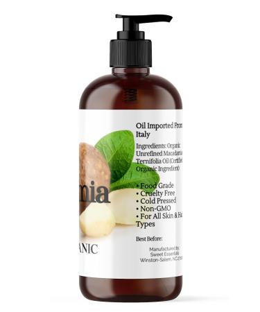 Sweet Essentials Organic Macadamia Nut Oil 16oz | 100% Pure Food Grade | Imported from Italy | Natural Relief for Dry Skin Eczema & Dermatitis - Buy Online on GoSupps.com