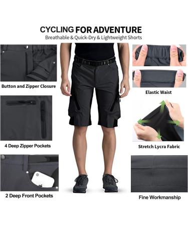 Seltrue Men's MTB Pants - Quick-Drying Bicycle Shorts with Adjustable Velcro | Gray with Underwear for Mountain Biking - Buy Online on GoSupps.com