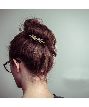 Bride Hair Clips - 2 Pcs Gold & Silver Rhinestone Letter Bobby Pins - Buy Online on GoSupps.com