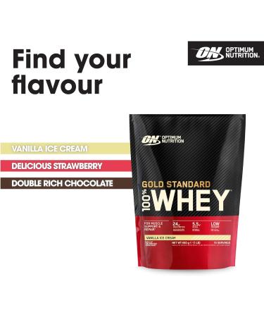 Optimum Nutrition Gold Standard 100% Whey Protein Powder - Vanilla Ice Cream Flavor 450g | Muscle Building & Recovery | 15 Servings - Buy Online on GoSupps.com