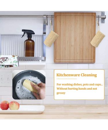 3 Pack Natural Loofah Sponges for Exfoliating Bath and Kitchen Cleaning - Buy Online on GoSupps.com