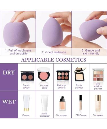 AUAUY 10 Pcs Makeup Sponges Blender Set 8 Pcs Professional Beauty Sponge Foundation Blending Blender with 1 Sponge Holder 1Powder Puff Multi-colored Makeup Sponges for Cream Liquid and Powder 8pcs-Purple - Buy Online on GoSupps.com