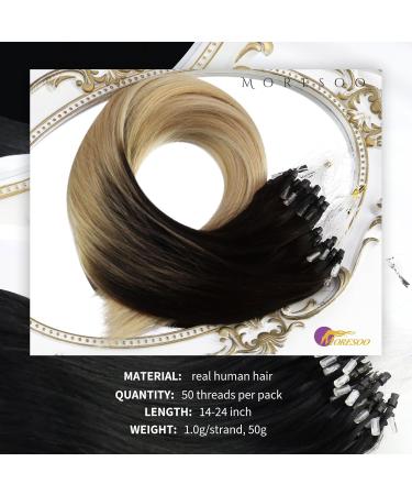 Moresoo Microring Extensions | Real Hair 1g Ombre Micro Loop #2/27/613 | Dark Brown to Caramel Blonde | 50 cm Remy Cold Fusion Hair Extensions - Buy Online on GoSupps.com