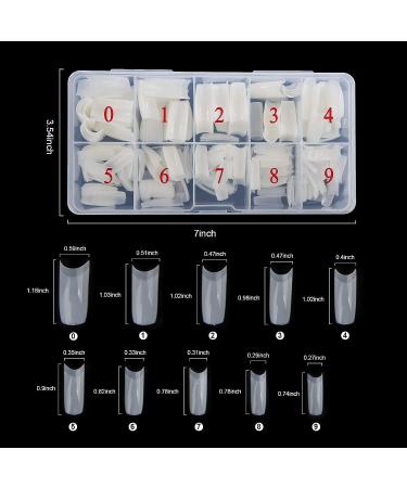 Abodhu Natural Coffin Shape Fake Nails Set | 500 Acrylic Nail Tips with Glue, File, & Clipper | French Half-Cover False Nails | Manicure Kit in 10 Sizes - Buy Online on GoSupps.com