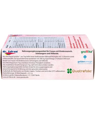 Dr. Falcon Gravita - 25 Essential Nutrients for Conception Pregnancy & Breastfeeding | Folic Acid Omega-3 DHA Vitamin D3 + K2 Iodine Iron Selenium - 30 Capsules - Buy Online on GoSupps.com