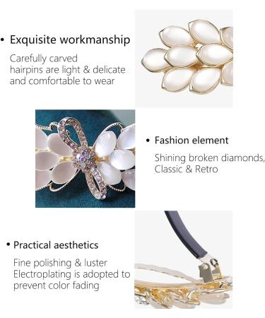Rhinestone Cat-eye Barrette Beige Hair Clip | Elegant Shiny Hair Slide Decoration - Buy Online on GoSupps.com