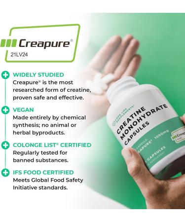 Love Life Supplements Creapure Creatine Monohydrate 150 Capsules 1 Gram per Capsule (not Powder or Tablets) 30-50 Servings for Muscle Building Strength & Power Output 3rd Party Tested - Buy Online on GoSupps.com