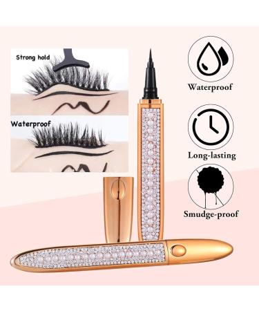 2023 Self-Adhesive Eyeliner Glue Pencil with 5 Pairs False Eyelashes - Long-Lasting Liquid Eye Liner Pen - Non Magnetic (2PCS) - Buy Online on GoSupps.com