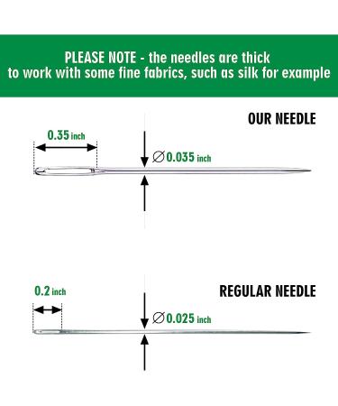 30 Large Eye Stitching Needles - 3 Sizes - Big Eye Hand Sewing Needles - Clear Storage Tube - Buy Online on GoSupps.com