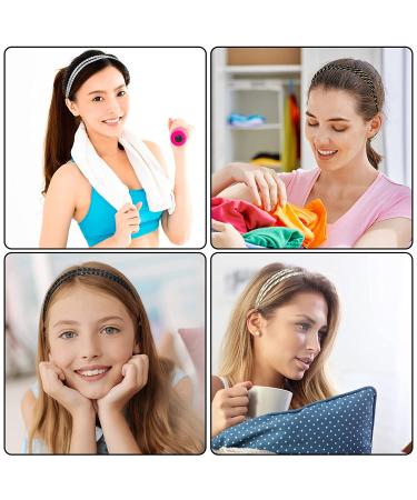 6-Piece Adjustable Elastic Braided Headbands for Women - No Slip Stretchy Hippie Hair Accessory - Double and Triple Strand Mixed Material - Buy Online on GoSupps.com