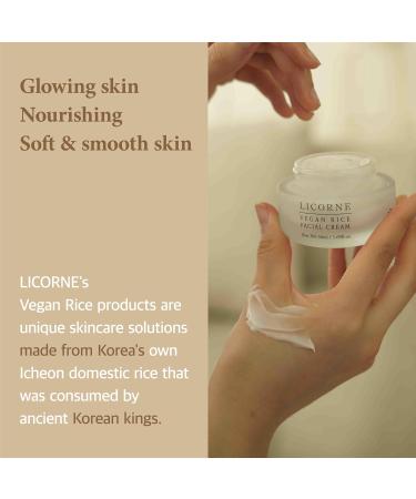 LICORNE Vegan Rice Facial Cream Lightweight Daily Moisturizer for Glass Skin Rice Bran Water & AHA PHA for Smoothing Texture Non-Sticky Face Lotion for Oily & Sensitive Skin 1.69 fl oz - Buy Online on GoSupps.com