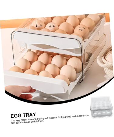 UKCOCO Plastic Drawers Egg Storage Box Egg Tray for Refrigerator Fridge Bins Refrigerator Egg Drawer Refrigerator Supplies White 21.5x22.5x14cm - Buy Online on GoSupps.com