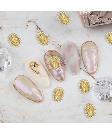 10Pcs Virgin Mary Nail Charms San Judas Rhinestone Metal Buddha Gold Nail Gems for Nail Art - Buy Online on GoSupps.com