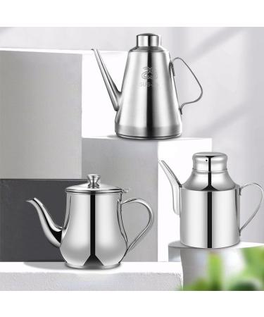 304 Stainless Steel Oiler European-Style dust-Proof Insect-Proof Leak-Proof Oil Controlling Bottle Kitchen Bottles for Soy Sauce and Vinegar Spice jar Large Capacity 201kettle(capacity18oz)