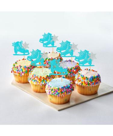 Keaziu 24 Pack Ice Skating Snowflake Cupcake Topper Ice Sports Theme Cupcake Decoration Skating Children Boy Girl Happy Birthday Party Decorations Supplies Blue 4 - Buy Online on GoSupps.com